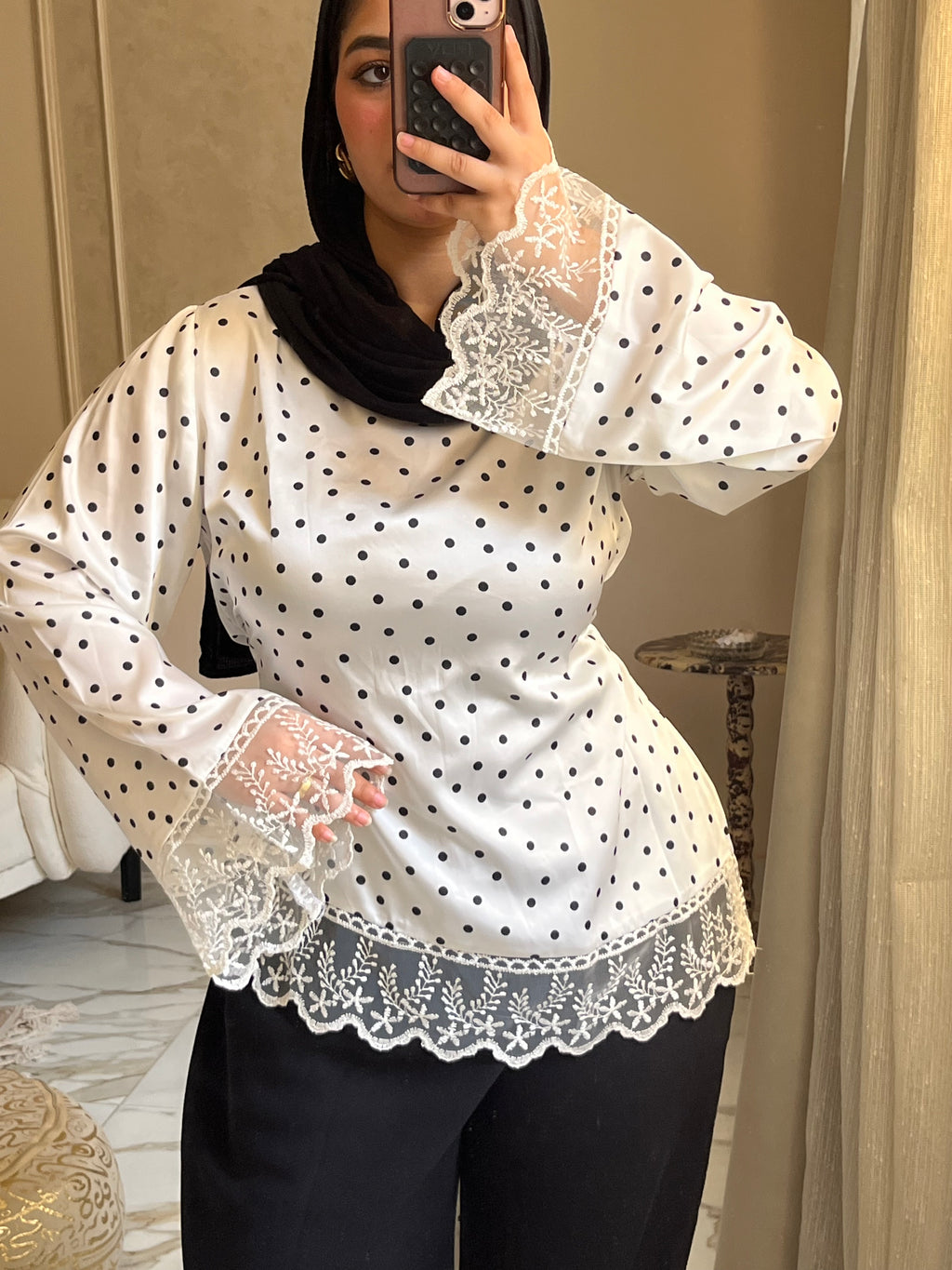The Polka Dot Lace Blouse•