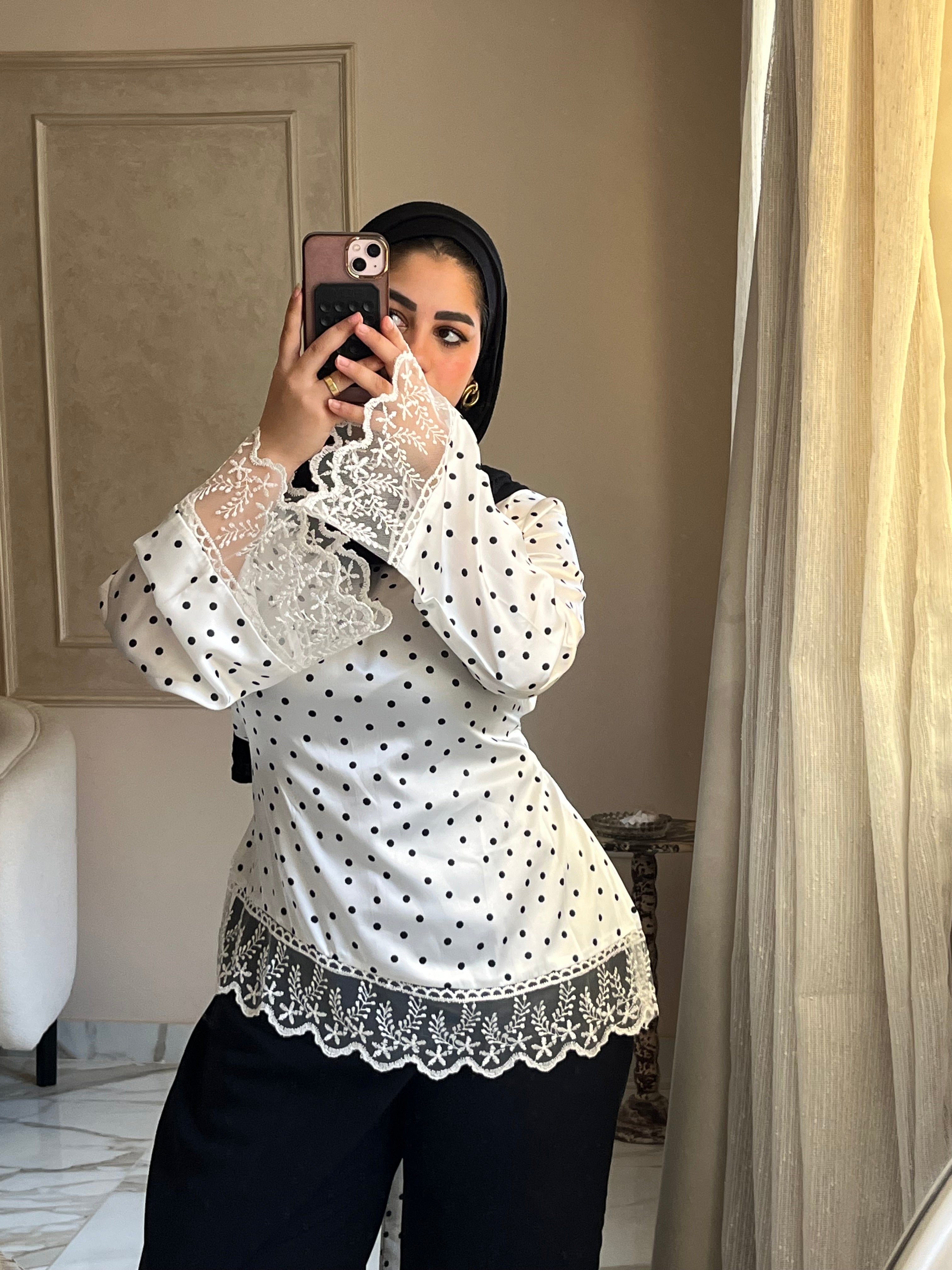 The Polka Dot Lace Blouse•