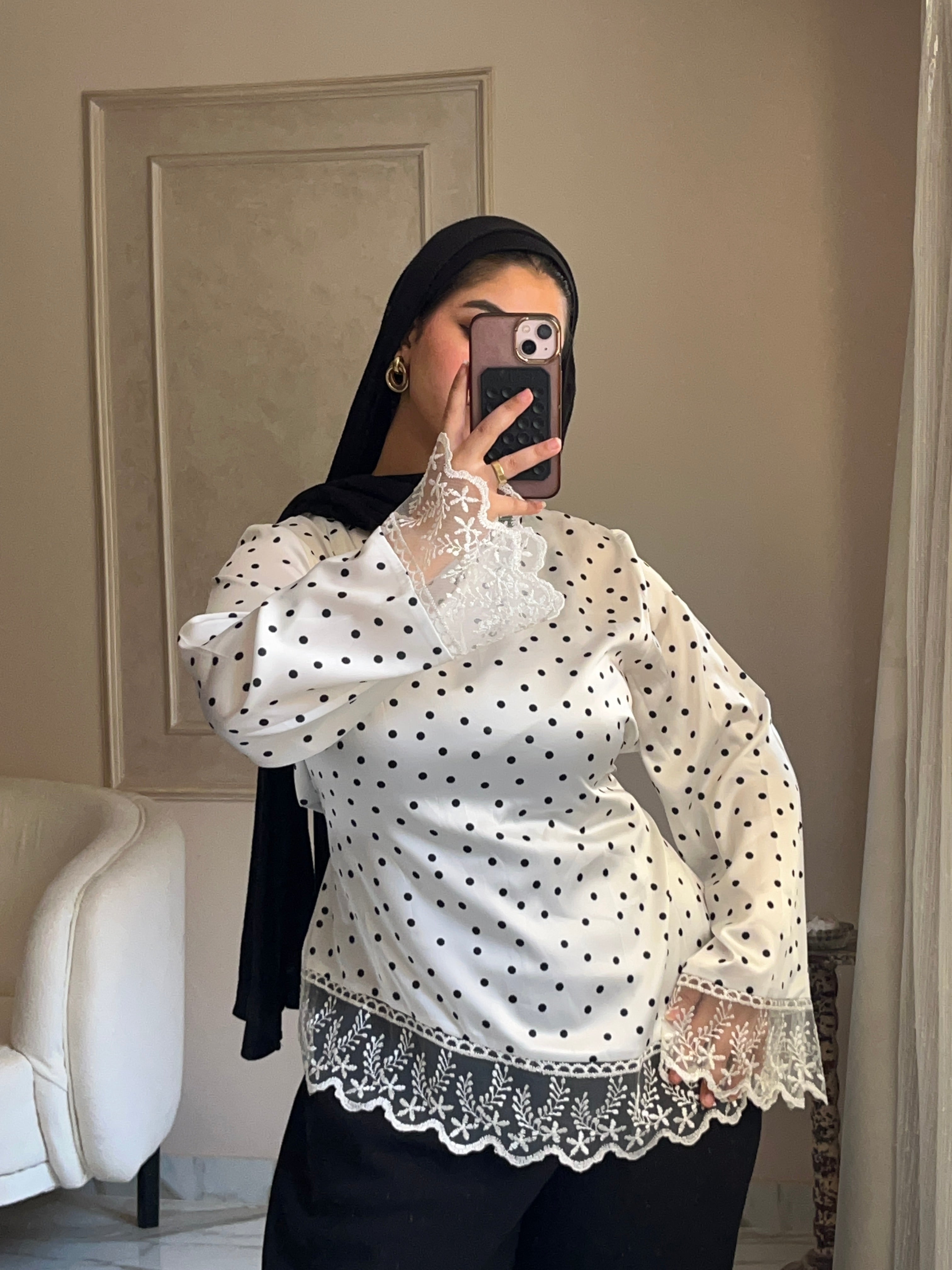 The Polka Dot Lace Blouse•